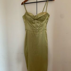 Green satin corset dress size medium